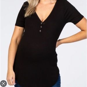 Isabel Maternity Black Ribbed Top
